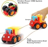 HOLA 4 Pack Friction Power Digger Trucks Set for Toddlers 1 Year Old Boys view 3