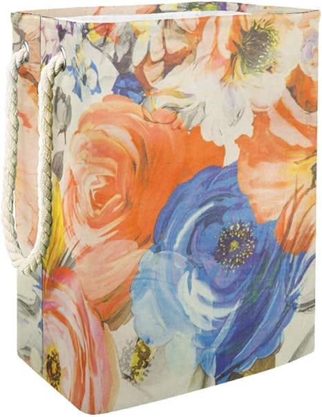 Flor roja Azul Vintage Cesta De Almacenamiento para Almacenamiento De