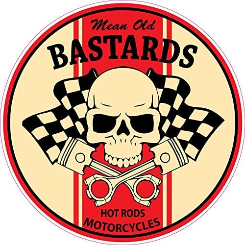 Mean Old Bastards Hot Rods Motorcycles Racing Skull Pistons full color window decal sticker