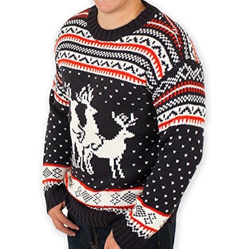 Ugly Christmas Sweater - Reindeer Threesome Sweater By Festified Clothing, Shoes & Jewelry, Men, Clothing, Sweaters, Pullovers