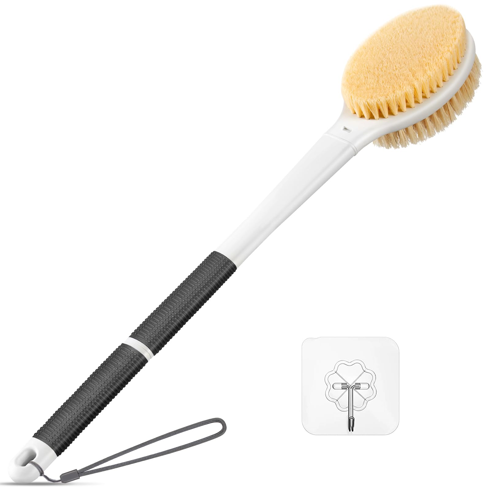 Photo 1 of Back Scrubber Anti Slip for Shower: 18.1'' Long Handle Bath Brush with Stiff and Soft Bristles Body Exfoliator Wet or Dry Brushing for Women, Men, Elderly (Charcoal Gray)