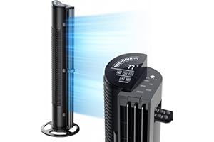 U ULTTY Tower Fan for Bedroom, 30ft/s Velocity Quiet Floor Fan, Oscillating Fans for Indoors with 6 Speeds, 4 Modes, Remote,15H Timer, Standing Fans, 40 inch Bladeless Fan for Home, Living Room, Black
