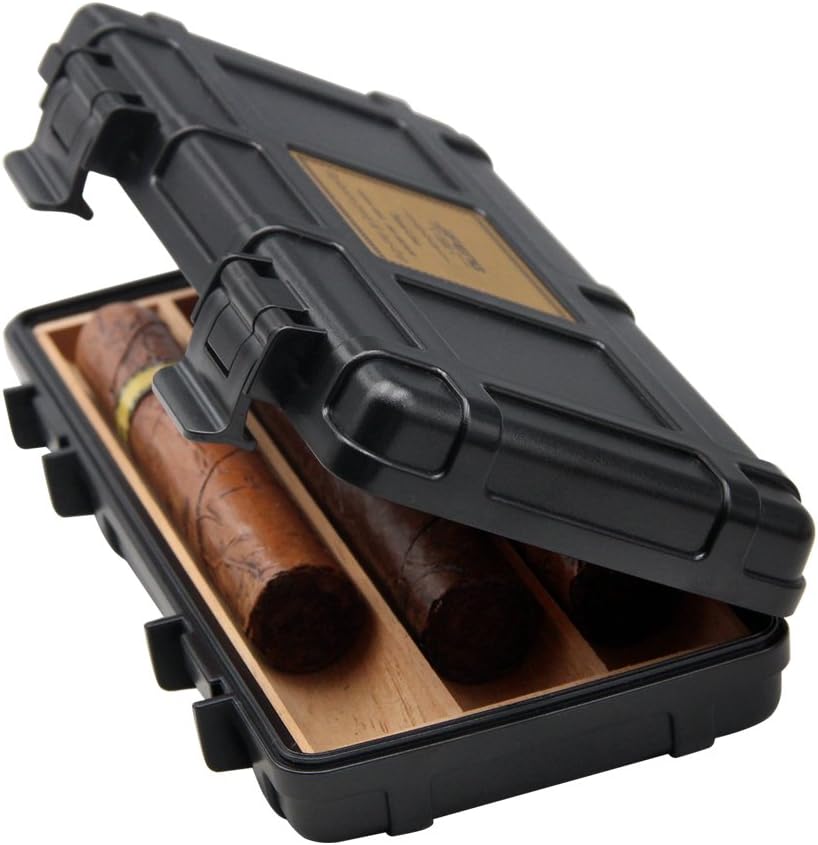 XIFEI Portable Travel cigar humidor,cedar wood waterproof riot band cigar holder cigar box, (black)
