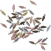 diyhub 100Pcs Feather Charms Small Alloy Vintage Bird Feather Charms Tiny Dangle Charm for Jewelry Making Necklace Bracelet DIY