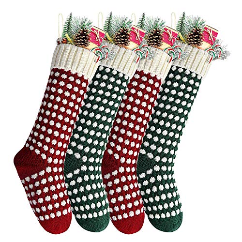 image for Yostyle Christmas Stockings, 4 Pack 18 inches Large Size Cable Knit Kn