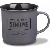 Christian Art Gifts Large Ceramic Coffee Mug for Men and Women: Send Me | Microwave and Dishwasher Safe Cup, Large, Scripture Mug, Isaiah 6:8 Bible Verse, Matte Charcoal Gray &amp; Black, 13 oz.