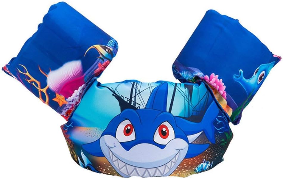 Inagi Aden Kids Swimming Float Vest Kids Swim Training Jacket Toddler Pools Water Fun Adjustable Buoyancy (Shark)