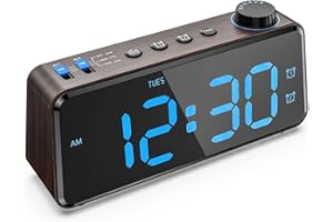 ANJANK Upgrade Digital Alarm Clock Radios for Bedroom 0-100% Dimmer, Weekday/Weekend Dual Alarm, USB Charging Port, Battery B