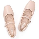 ATHMILE Mary Jane Shoes Women Ballet Flats Shoes for Women Slip on Comfortable Dressy Adjustable Strap for Work Office Business Casual