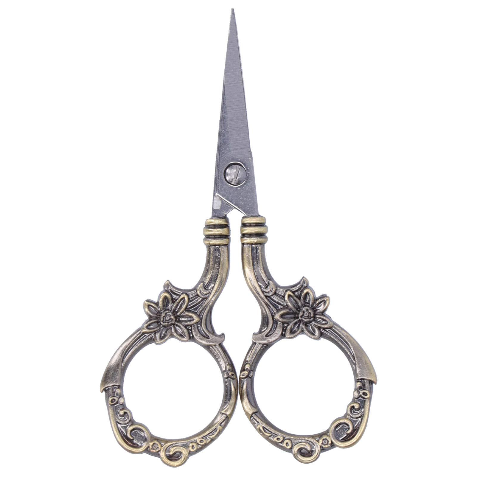 Embroidery Scissors, Vintage Cross Stitch Scissors Antique Sewing Scissors Shears for Art Work Embroidery Needlework Daily Use(Bronze)