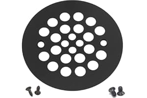 Artiwell 4-1/4“ Shower Strainer Drain Trim Set, Screw-in Shower Strainer Drain Cover, Plastic-Oddities Style Replacement Strainer Grid,Machine & Self-Tapping Screws Included (MATT Black)