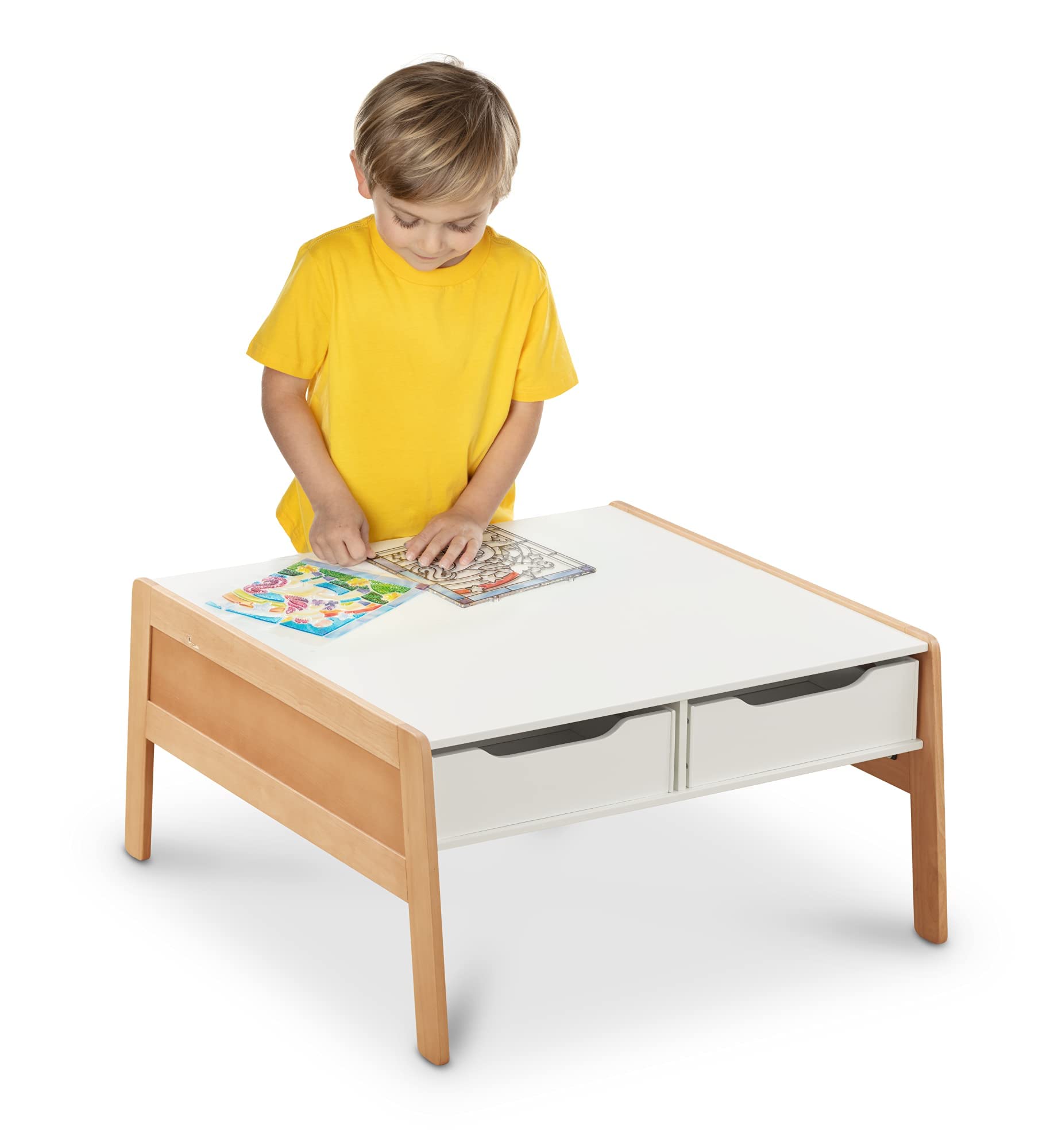 Melissa & Doug Kids Furniture Wooden Art & Activity Table with Bins Wooden Kids Activity Table, With Storage