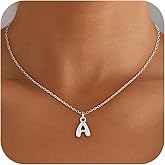 Fezodo Valentines Day Gifts for Kids Women Girls - Initial Necklace, Dainty 18K Gold Plated Bubble Letter A - Z Necklace Teen Girl Gift Trendy Stuff Valentines Gifts for Her Mom Wife