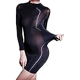 YSGUYILT Women's Oil Shiny Bodystocking Lingerie Dress Glossy Body Stockings Full Body Stocking