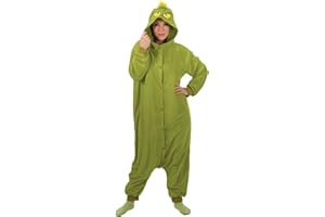 elope The Grinch Jumpsuit | Grinch Fur-Lined Polyester Jumpsuit, Grinch Onesie The Grinch Kigurumi Onesie for Adults