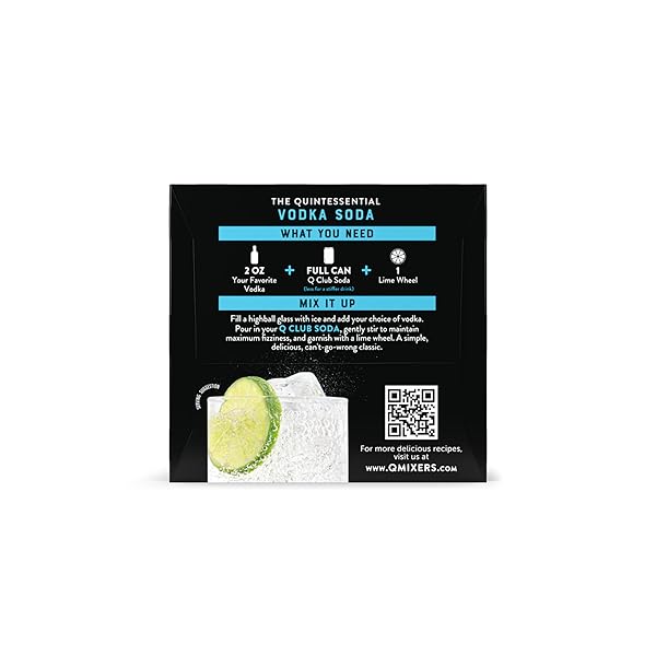 Q MIXERS CLUB SODA, PREMIUM COCKTAIL MIXER MADE WITH REAL INGREDIENTS, 7.5 FL OZ CANS (PACK OF 4)