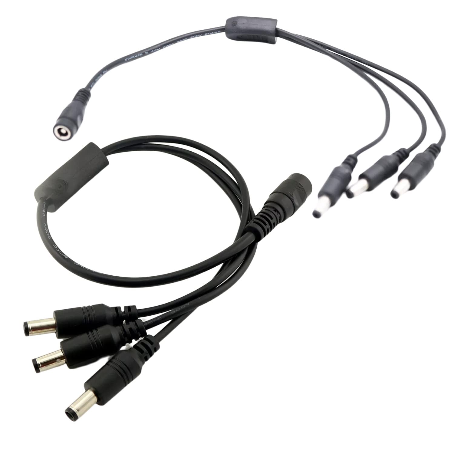 2pcs CCTV DC Power Splitter Cable 5.5mm x 2.5mm Female Jack to 3 Male 3 Ways Splitter Connector Cable 5.5mm x 2.5mm Adapter for LED Strip Surveillance Camera Security Camera