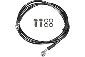 Motoforti Universal Brake Hose Motorcycle ATV Dirt Bike Motocross Braided Hydraulic Brake Line Oil Hose Pipeline, 140cm, Metal, Black Silver Tone, 1 Set