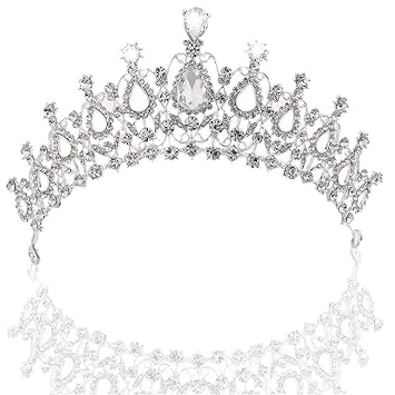 Amazon Com Iddefee Queen Crown Silver Plated Rhinestone Full