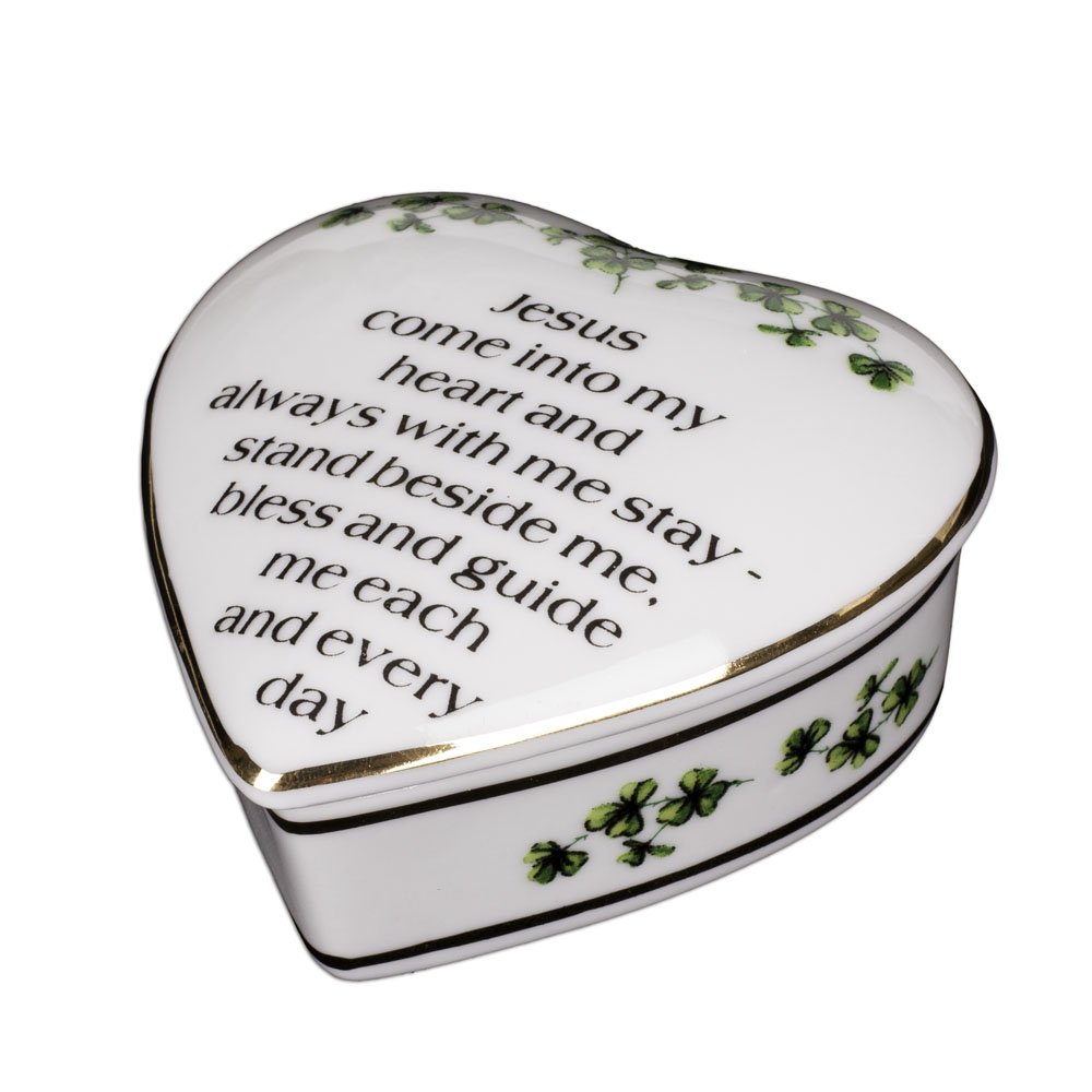 Photo 1 of ***MINOR CHIP*** CBE Porcelain Irish Shamrock Jewelry Keepsake Box (First Communion Box)