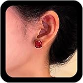 Xduargs Vintage Acrylic Square Stud Earrings Red Square Earrings Resin Button Earring Minimalist Geometric Earring Jewelry for Women