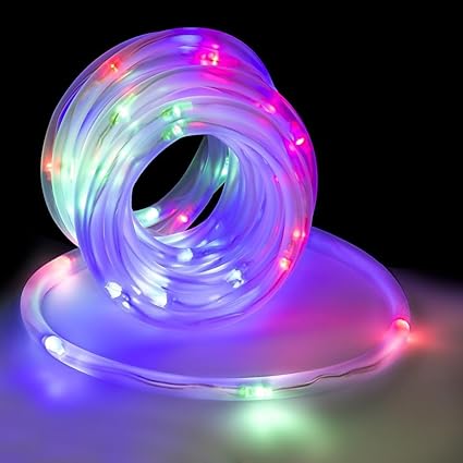 LED Concepts SLR-RGB-LR 50 LED Solar Rope Tube Light for Christmas Holiday Wedding Party, 16 Feet