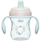 Chicco Trainer, Semi-Soft Spout, Spill-Free Sippy Cup for babies 6m+, 7oz | Bite-Resistant Spout, Easy-Grip Removable Handles, Measurement Markings, BPA-Free, Sage