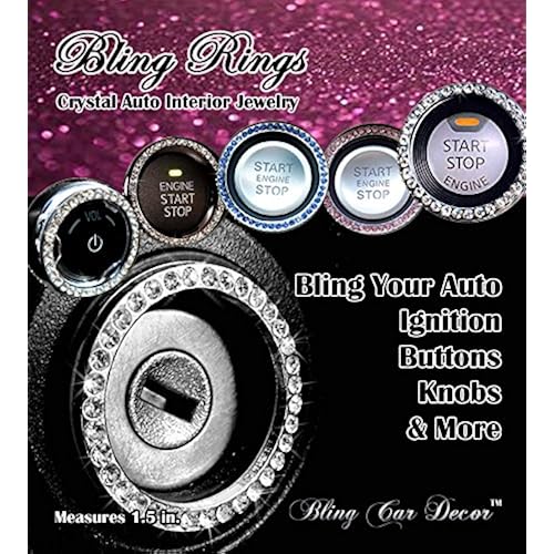 Bling Car Decor Crystal Rhinestone Car Bling Ring Emblem Sticker, Bling Car Accessories For Auto Start Engine Ignition Button Key & Knobs, Bling For Car Interior, Unique Gift For Women (Silver) Automotive, Exterior Accessories, Bumper Stickers, Decals & Magnets