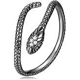BISAER Snake Ring Adjustable Rings For Women 925 Sterling Silver Evil Eye Rings Gothic Vintage Octopus Dragonfly Moon Cat Stackable Ring For Women