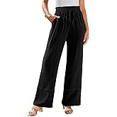 Dokotoo Womens Fall Boho 2025 Casual Wid Leg Lace Pants High Waisted Drawstrings with Pockets