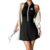 INKEEP Womens Tennis Dress Polo Collar Racer Back Golf Dresses with Built in Shorts Workout Athletic Dresses