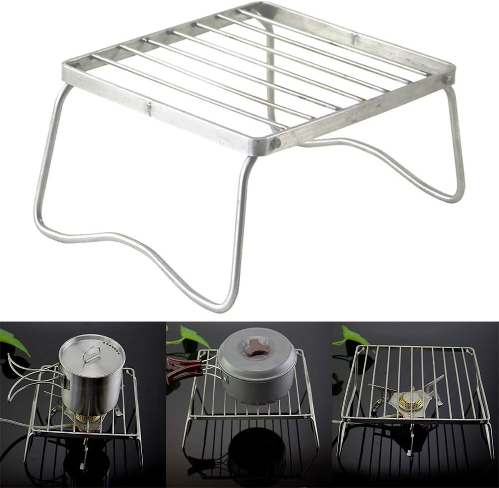 Kukiu Mini Barbecue Rack, Stainless Steel BBQ Grill Folding Barbecue Tool Barbecue Tool Sets