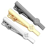 Dannyshi Tie Clips for Men Black Gold Silver 3Pcs