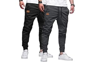 JMIERR Mens Casual Joggers Pants - Cotton Drawstring Chino Cargo Pants Hiking Outdoor Twill Track Jogging Sweatpants Pants