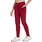 Zaclotre Girls Athletic Leggings Cross High Waisted Yoga Pants for Kids Dance Workout Running Tights with Pockets