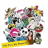 SuperSWK 150 Pieces Car Stickers Random Decals Patterns Bumper Cool Vinyl for Laptop,Bedroom,Travel Case,Luggage,Bike,Bicycle,Motorcycle,Skateboard,Snowboard,PS4,XBOX ONE. (Pack of 150)