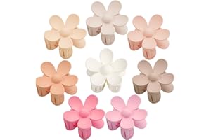 JANFUN Flower Hair Clips 8PCS, Large Claw Clips for Women Girls Thick Thin Hair, Strong Hold Nonslip Big Dasiy Jaw Clamps Matte Hair Accessories 8 Colors