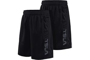 TSLA 1 or 2 Pack Boy's Athletic Shorts, Quick Dry Pull On Basketball Running Shorts, Active Sports Workout Gym Shorts