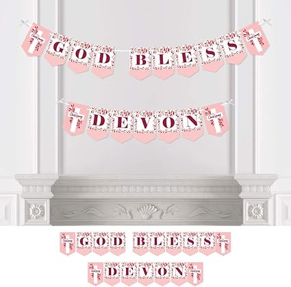 Amazon Com Big Dot Of Happiness Personalized Christening Pink