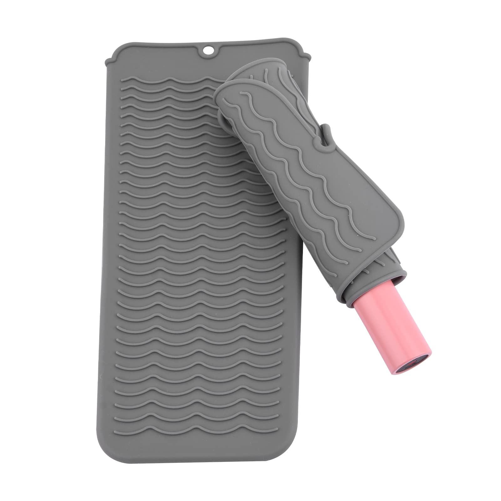 2pcs Silicone Heat Resistant Mat for Hair Straightener,Heat Resistant Mat,Silicone Elastic Non Slip High Temperature Resistant with Hanging Hole for Straighteners, Pans, Curling Irons, Irons