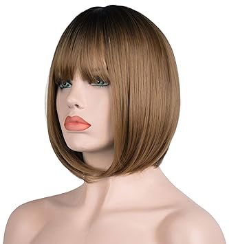 Amazon Com Sofeiyan Short Straight Ombre Brown Bob Wigs With