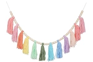 XMGZQ Cotton Tassel Garland Banner Colorful Birthday Decor Party Backdrop Christmas Boho Wall Hangings Decor for Bedroom, Nursery, Play Room, Baby Shower, Girls Room Decor, Birthday Gift (A)
