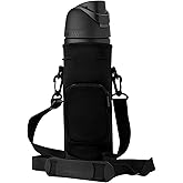 AF-WAN Neoprene Carrier Water Bottle Insulation Sleeve,Waterproof, Anti-Slip, Anti-Scratch Pouch with Shoulder Strap, fit for Owala Insulated Stainless Steel Water Bottle (Black, For 24 oz)