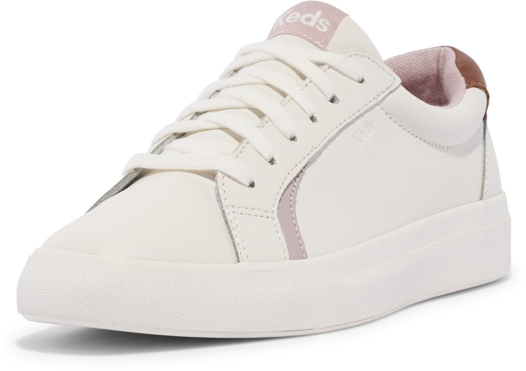 Keds Women’s Pursuit Lace Up, White/Cognac Leather, 12 Medium