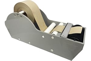 QILIMA Desktop Grey Water Activated Tape Dispenser with Reinforced Kraft Paper Gum Tape 1.88In x 55 Yards for Shipping, Carto