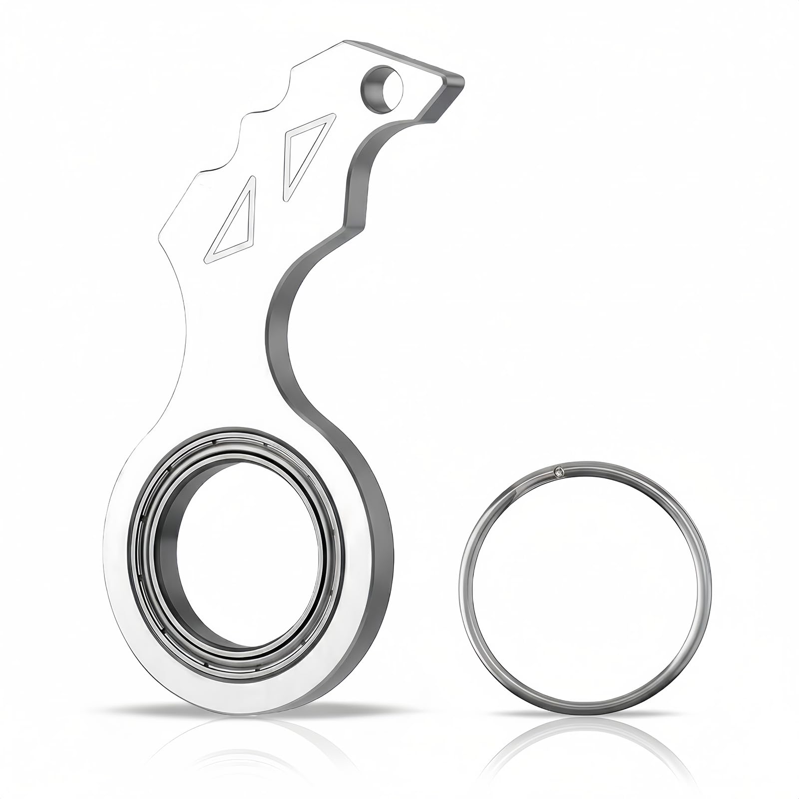 LAY STAY Keychain Spinner Fidget Toy Key Ring, Portable Spinner Keychain Aluminium Alloy, Finger Rotation Stress Relief Accessory, Finger Exercise Anxiety Relief Gift(Silver)