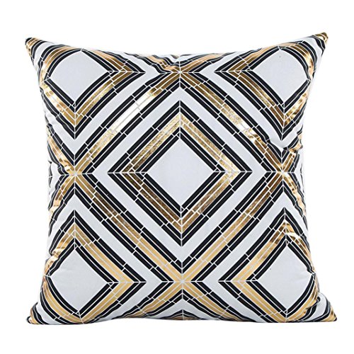 TOOPOOT Gold Foil Print Pillow Sofa Waist Cushion Pillowcase (d)