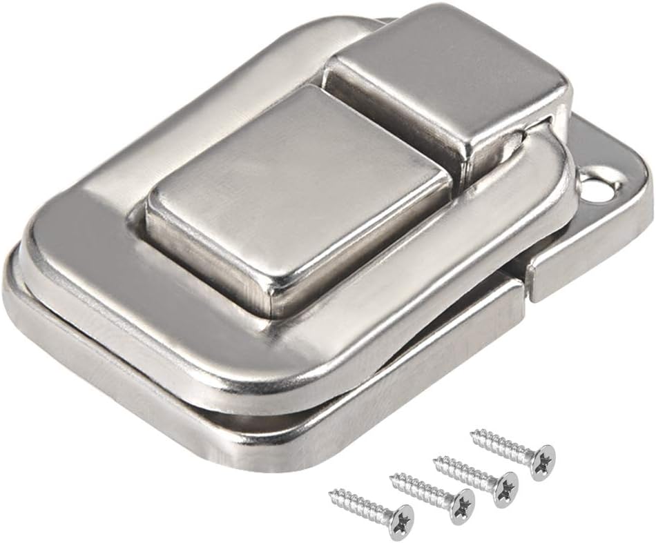 sourcing map Toggle Catch Lock, 48mm Retro Decorative Silver Hasp w Screws for Suitcase Chest Trunk Latch Clasp Pack of 2