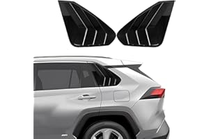 XYHGM for RAV4 2019 2020 2021 2022 2023 Exterior Accessories Sporty Car Rear Side Window Louvers Air Vent Scoop Shades Cover Trim Blinds 2PCS(Bright Pitch Black)