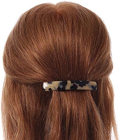 Medium Animal Print Acrylic Barrette Hair Clip Grip (Nude/Dark Brown) - 85mm Across, silver, brown, beige - Image 4